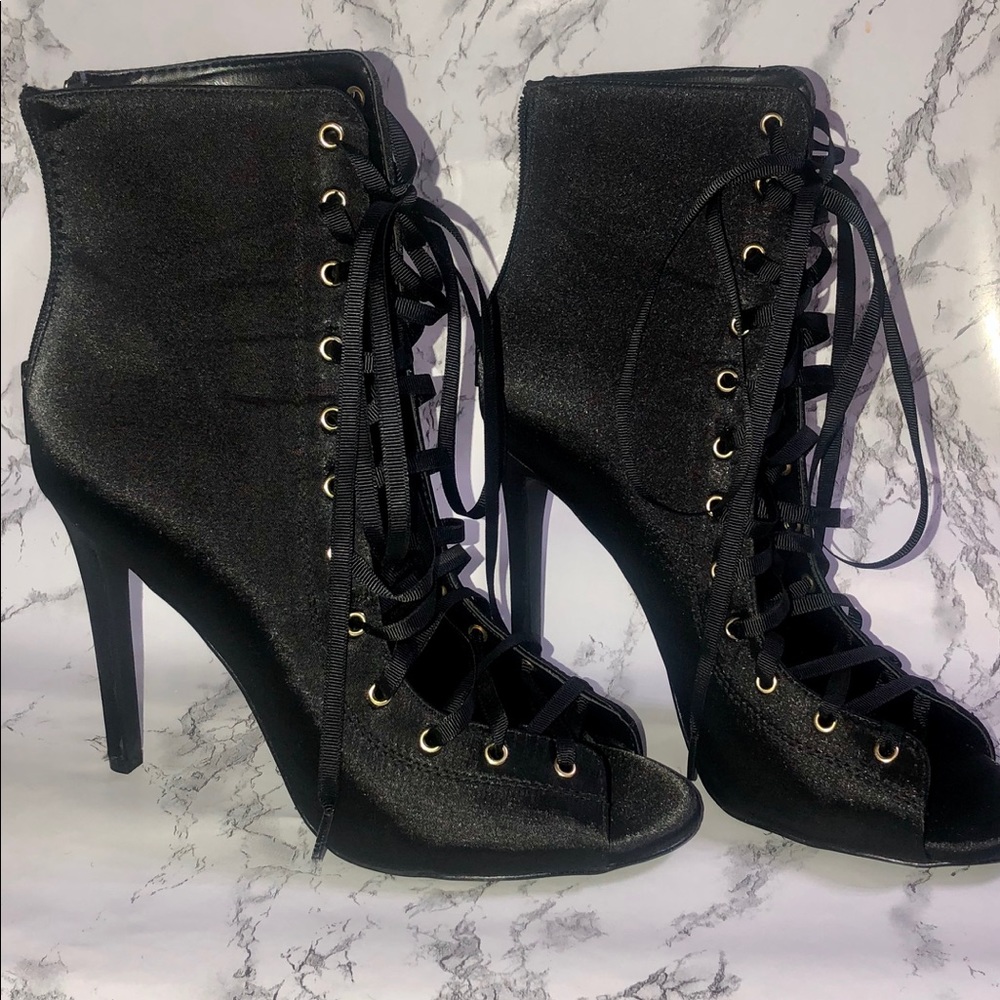 Black strappy heels